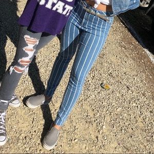 Forever 21 High Waisted Striped Jeans